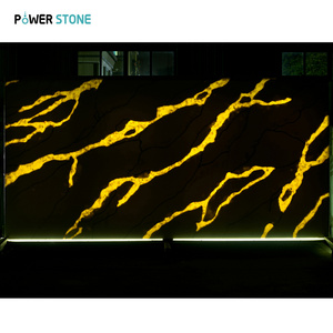 POWER STONE Customized Translucent Calacatta Series Artificial Onyx Stone Slabs Faux Alabaster Sheet For Tv Walls GEMA5026-2