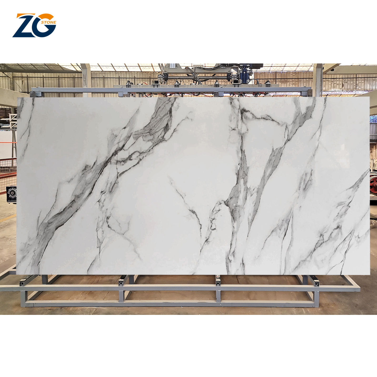 ZGSTONE Artificial White Sintered Stone 1600*3200 Interior Wall Porcelain Tiles Pure White Black Big Slab Marble Sintered Stone