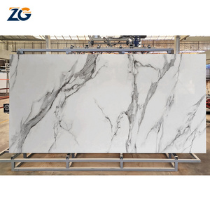 ZGSTONE Artificial White Sintered Stone 1600*3200 Interior Wall Porcelain Tiles Pure White Black Big Slab Marble Sintered Stone