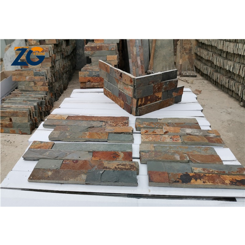 ZGSTONE Natural Stacked Culture Stone Veneer Carbon Slate Rock Panels For Exterior Walls And Fireplaces Outdoor Decorative