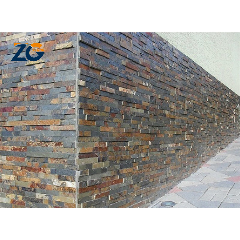 ZGSTONE Natural Stacked Culture Stone Veneer Carbon Slate Rock Panels For Exterior Walls And Fireplaces Outdoor Decorative