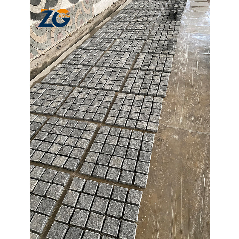 ZGSTONE Factory Direct Outdoor Natural Driveway Paving Stone Basalt Cobble Stone Mesh Cobble Stone Pavers Black Basalt Pavers