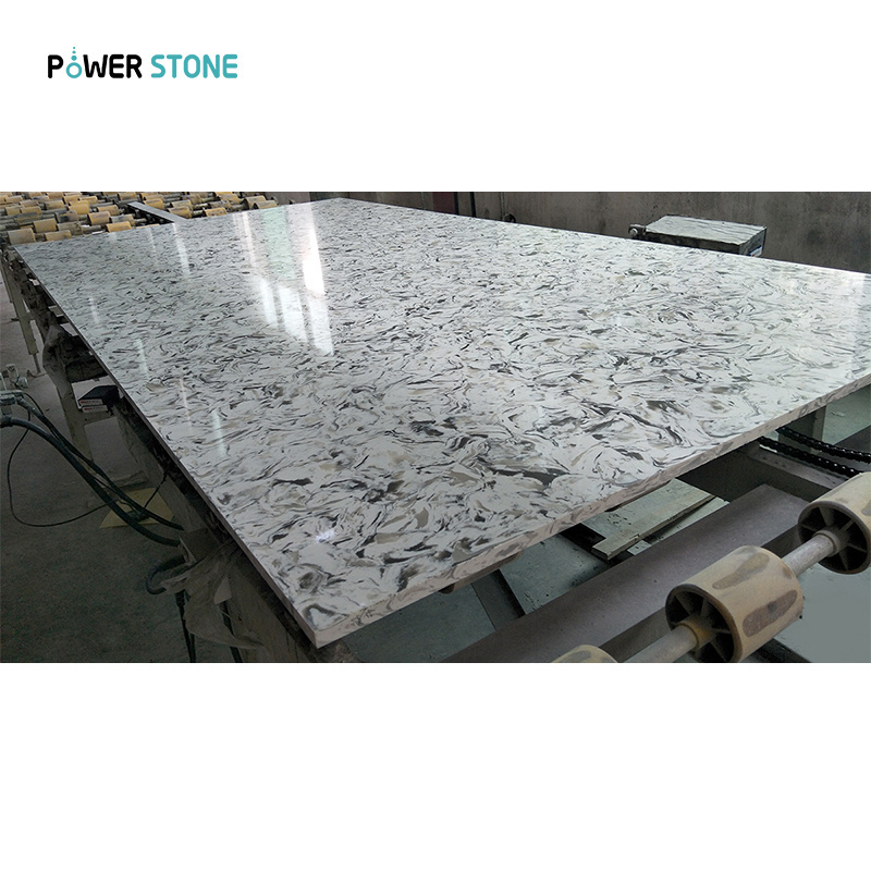 POWER STON Wholesale White Coffee Mixed Color Quartz Stone Slab For Dining Table Kitchen Top And Floor Tile PSQG056-2