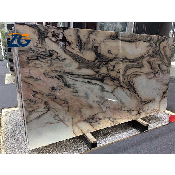 ZGSTONE Natur Stone Italian Golden River Marble Slab TilesLight Luxury High Light Marble Sheet Used In Hotels Floor Tiles Stair