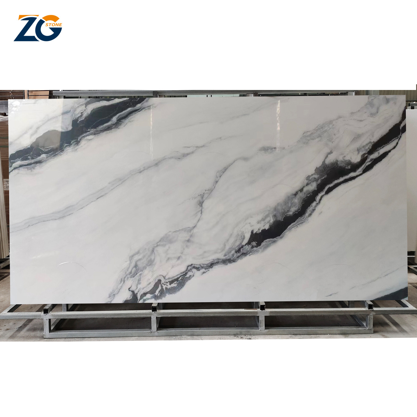 ZGSTONE Cheap Calacatta White Gloss Sintered Stone Large Slate Luxury Matte Marble Slabs For Background Floor Slab Tile China