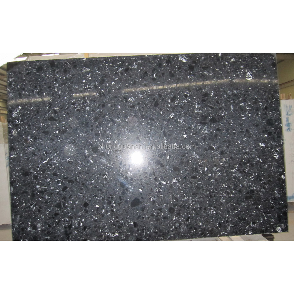 POWER STONE Wholesale  Polished Absolute Black Artificial Granite Stone Black Marble Slab Price