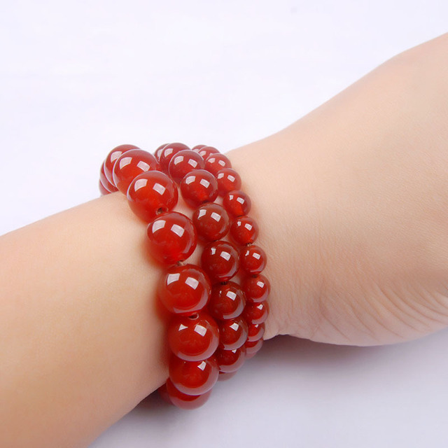 LONGJIE 6mm 8mm 10mm red agate handmade bead bracelet for Buddhist