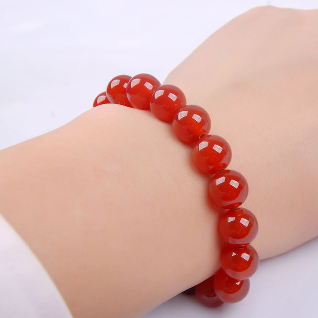 LONGJIE 6mm 8mm 10mm red agate handmade bead bracelet for Buddhist