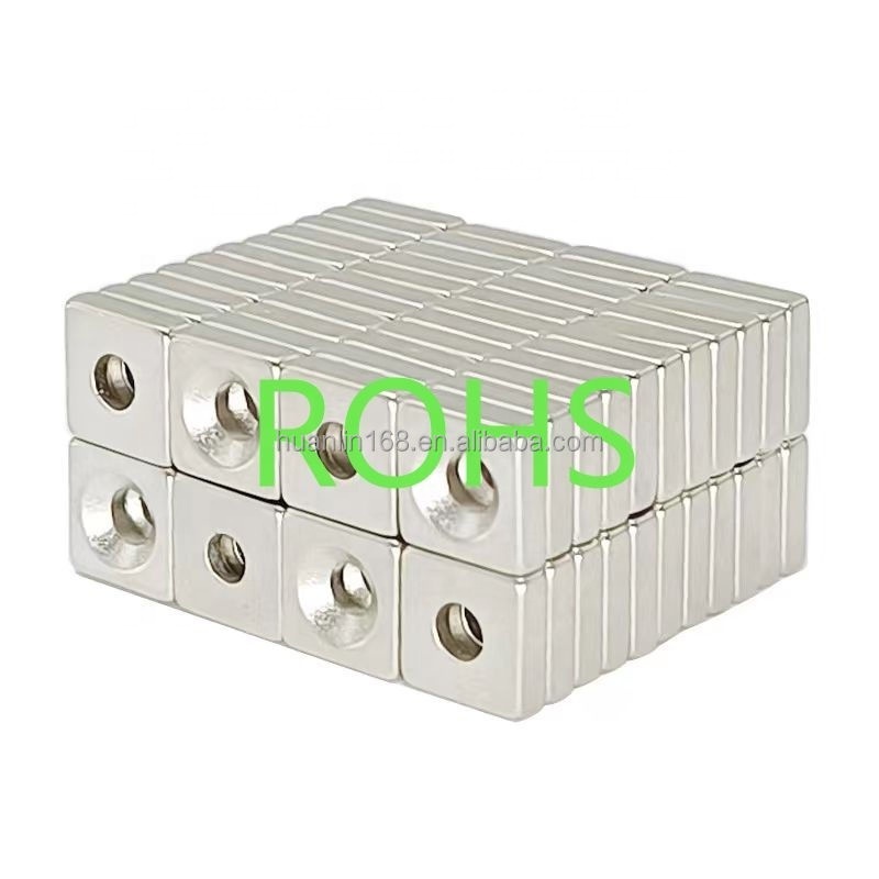 Magnetic Block Super Strong NdFeB Magnet Square Rectangular Neodymium Magnet with Countersunk Hole