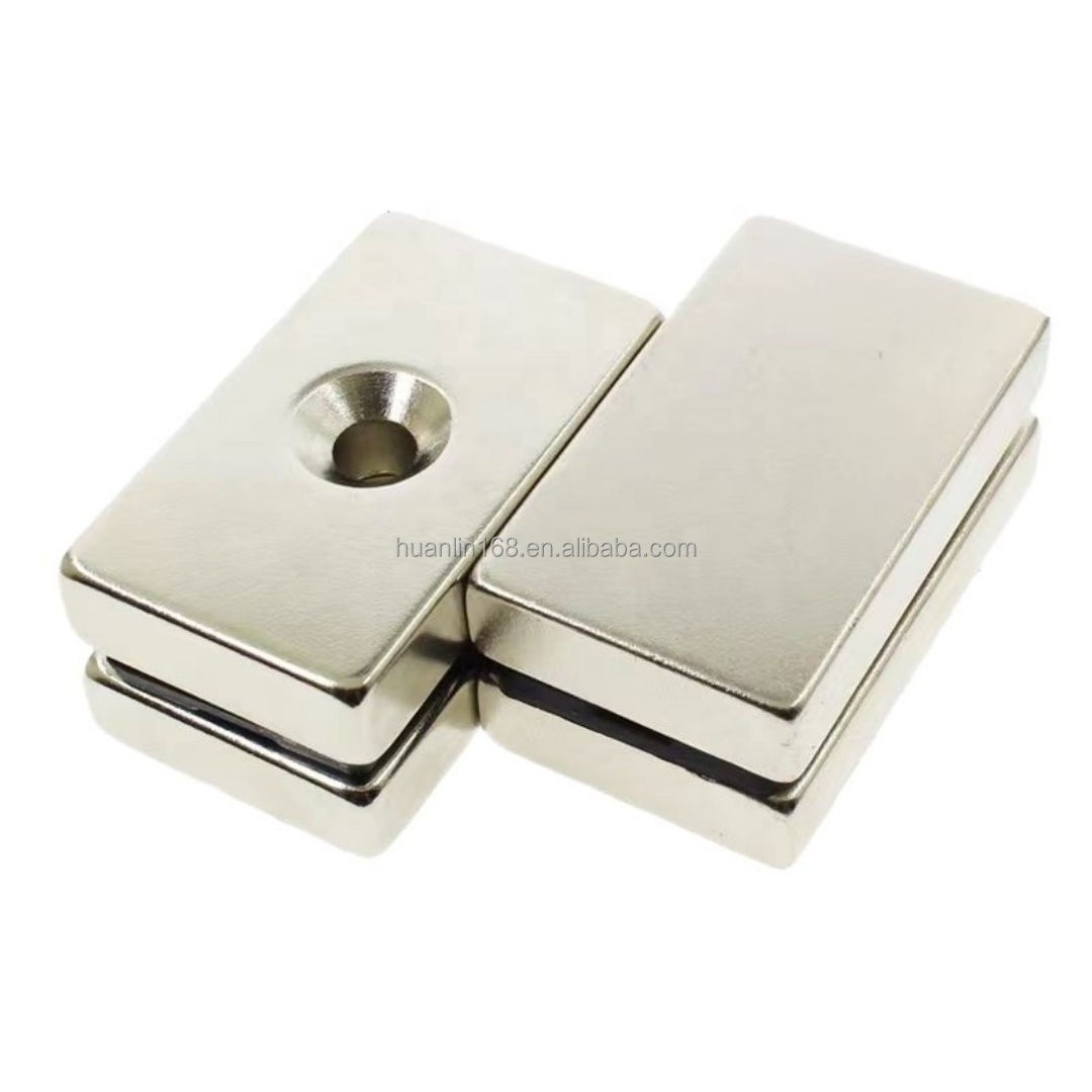 Magnetic Block Super Strong NdFeB Magnet Square Rectangular Neodymium Magnet with Countersunk Hole