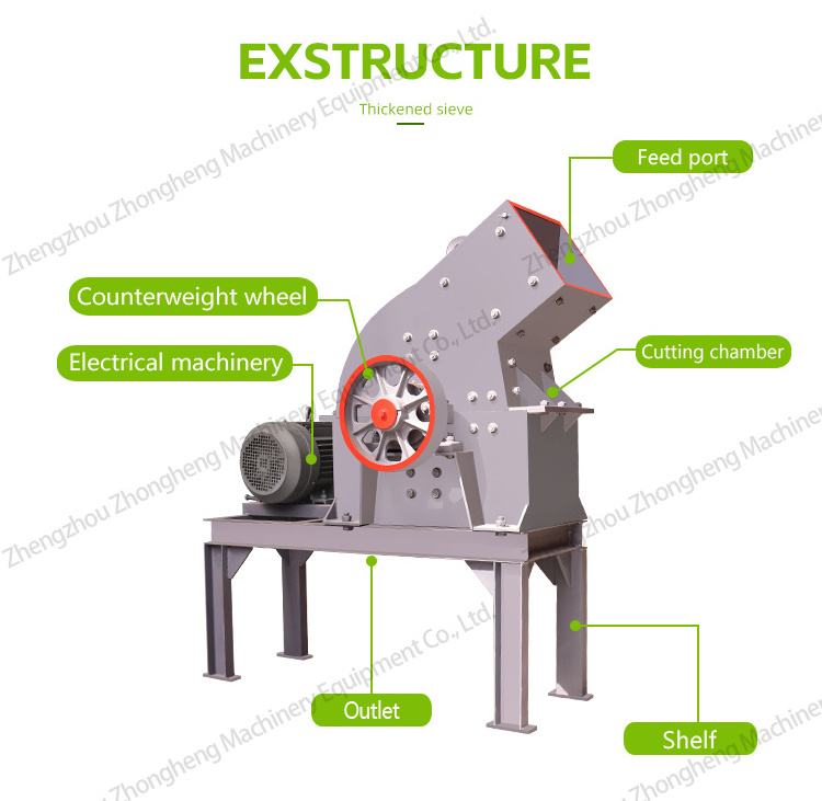 Portable 15KW stone jaw breaking machine Limestone Rock Crushing 5-20T/H Capacity Hammer Crusher