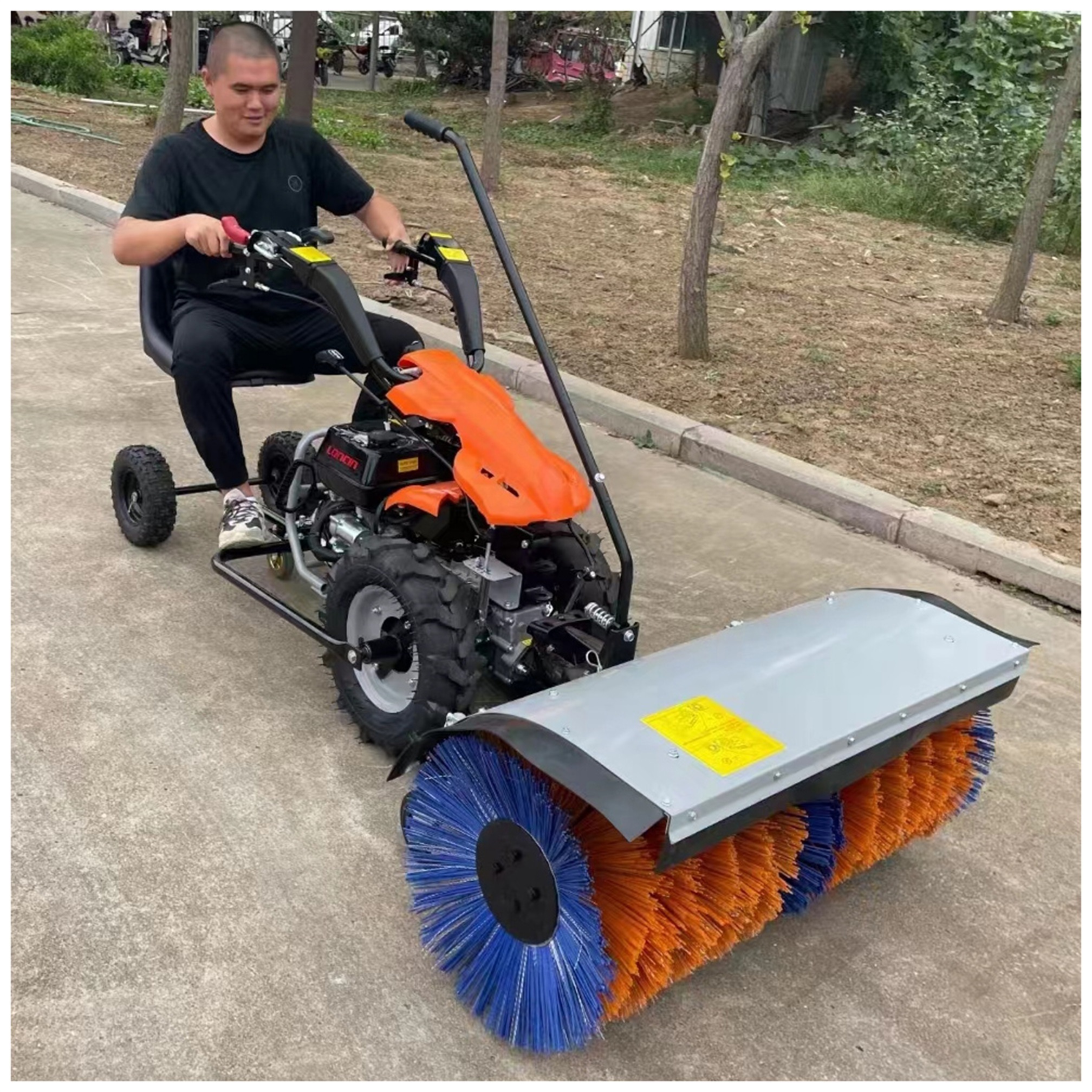 Walk Behind Gasoline 15hp Snow Plow Rolling Brush Snow Removing Sweeper Light Weight Snow Remover