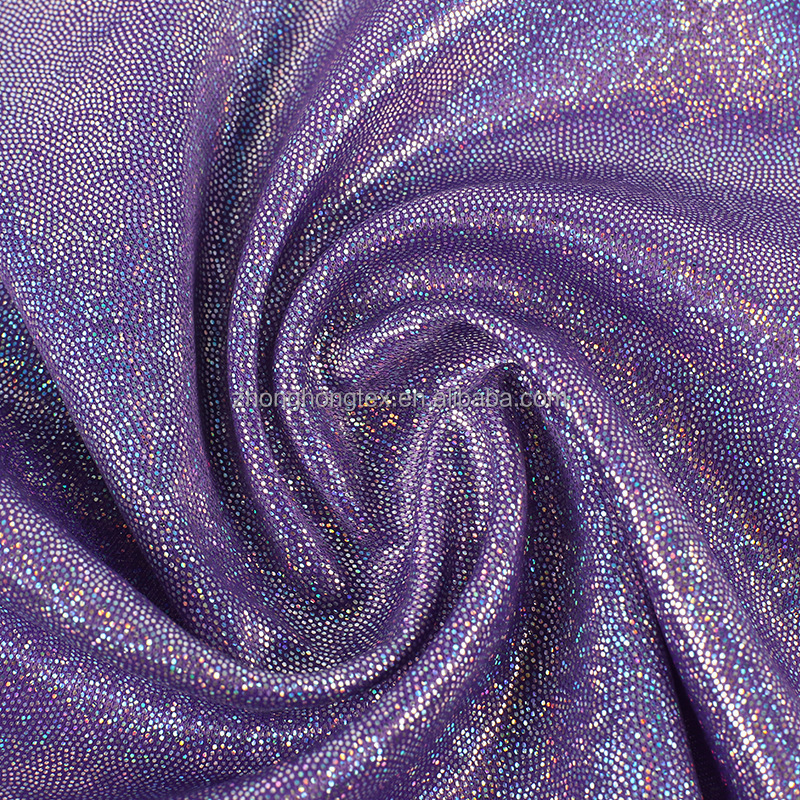 Custom Stage Dance Wear Fabric 78 Nylon 22 Spandex Hologram 4-way Stretch Foil Fabric For Yoga Clothes Leggings