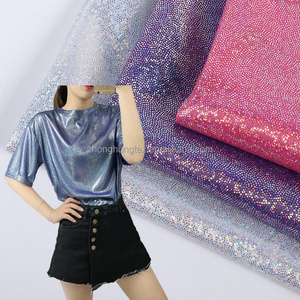 Custom Stage Dance Wear Fabric 78 Nylon 22 Spandex Hologram 4-way Stretch Foil Fabric For Yoga Clothes Leggings