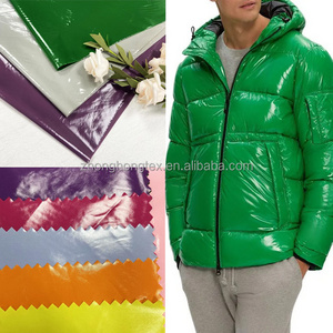 380T Glossy Puffer Vest Fabric 50GSM Bright PU Coated Finished Nylon Taffeta Water Proof Garments Fabric