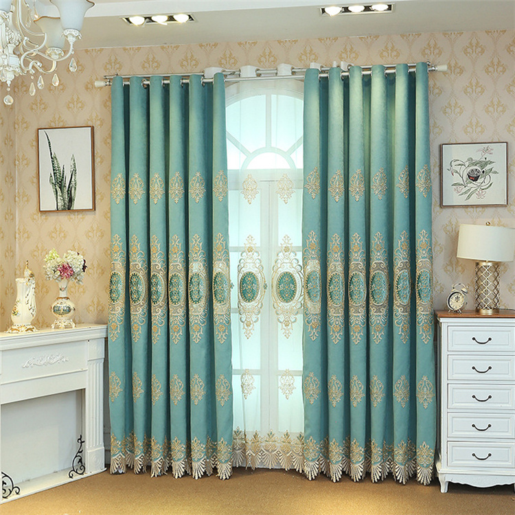 Royal Turkish bedroom luxury embroidered blackout curtains for manufactured home