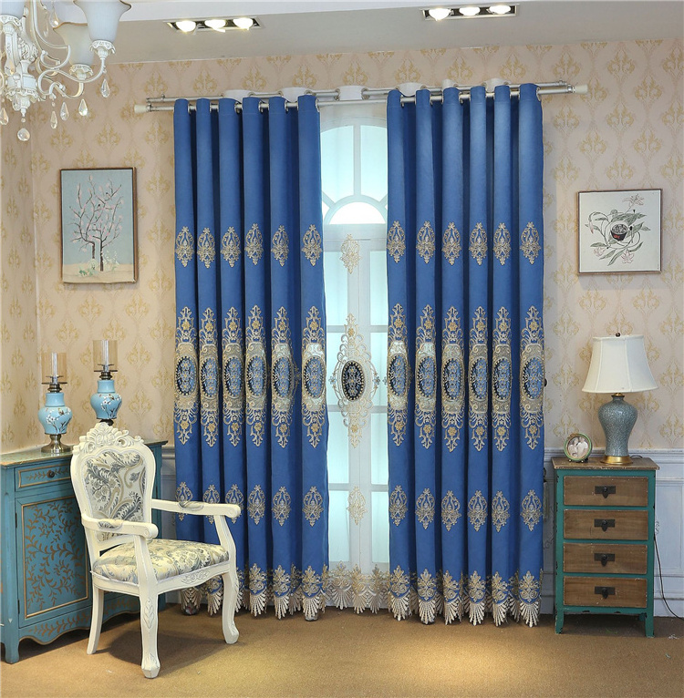 Royal Turkish bedroom luxury embroidered blackout curtains for manufactured home