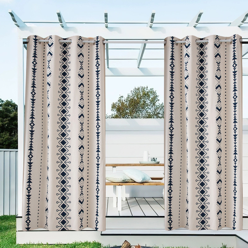 Hot Sale New Bohemia living room bedroom bathroom shade printed cotton linen waterproof curtain