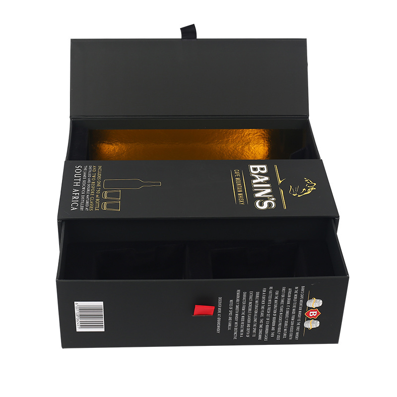 hot sale custom luxury black red cardboard wine paper box wholesale gift packaging box for wine box packaging