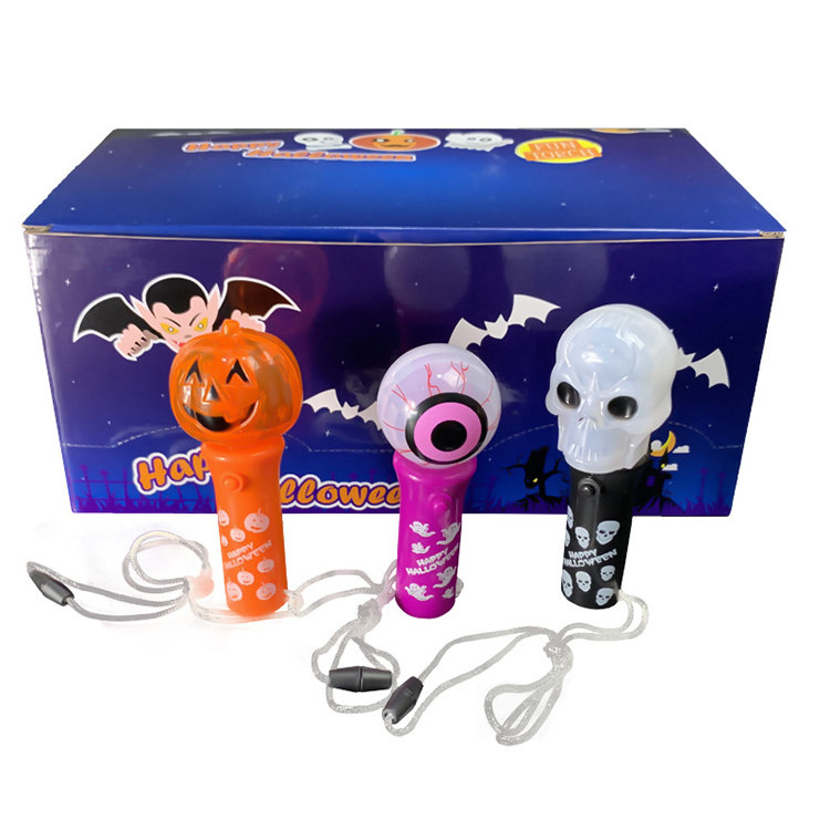 Customized Light Up Halloween Stick Flashing Kids Toy Pumpkin Pendant LED Magic Mini Skull Halloween Spinning Wand