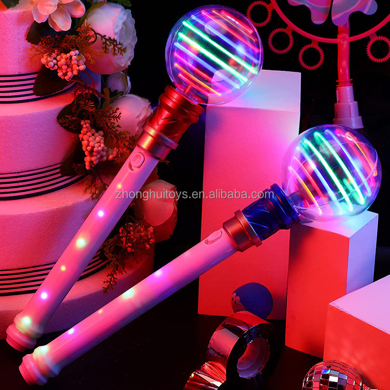 Fairy LED spinning wand red glow round spinner ball light wand 14