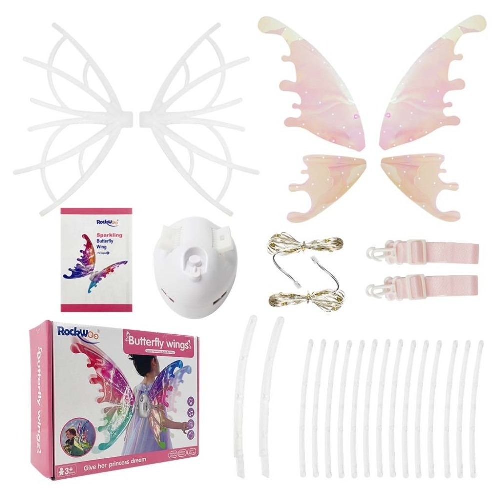 Princess LED Light Cosplay Costume Accessories Glowing Shiny Girls Fairy Moving Electric LED Butterfly Wings For Kids