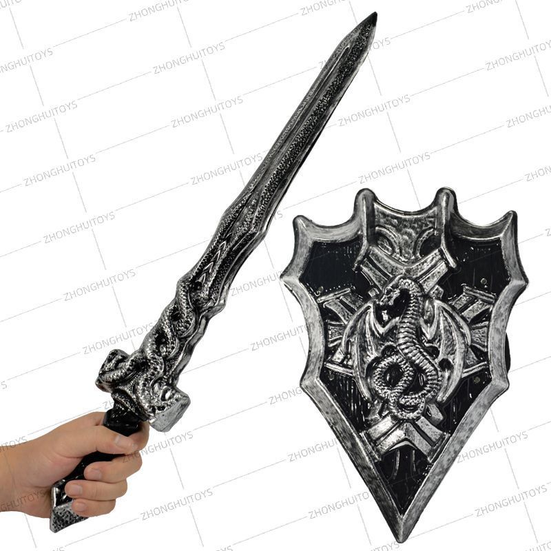 Kid role play weapon set foam sword large plastic viking shield medieval foam cosplay gladiator shield and sword