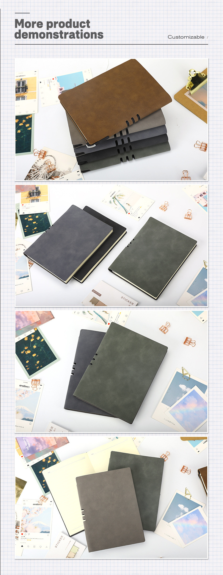 Promotional Gifts PU A4 A5 Leather Notebook Custom Logo Printed Business Notebook Journals Planner Diary