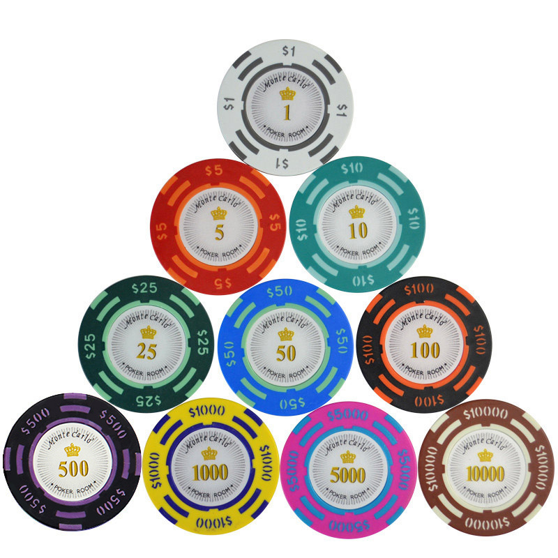 40mm monte carlo 14g  clay with sticker numbers gambling coin jetton tag  poker chips