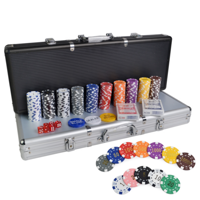 New 500PCS/Set Casino Texas Hold'em Poker Chips 40mm ABS Chips with 11.5g Weight and Aluminum Box