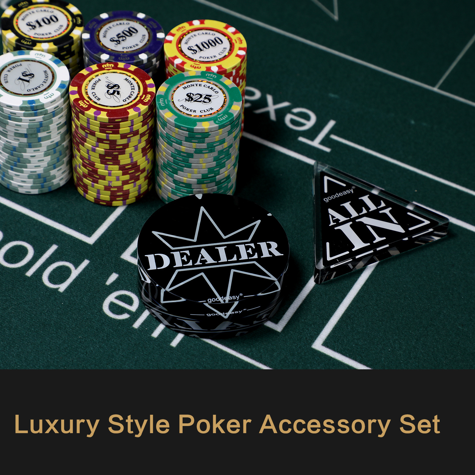 custom poker dealer button all in Black and  double-sided casino accessories acrylic dealer button Factory supply