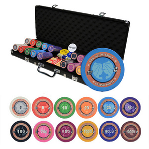 Entertainment/Party/Club Chips Texas Hold'em Ceramic Poker Chip 500pcs/set  Aluminum Suitcase