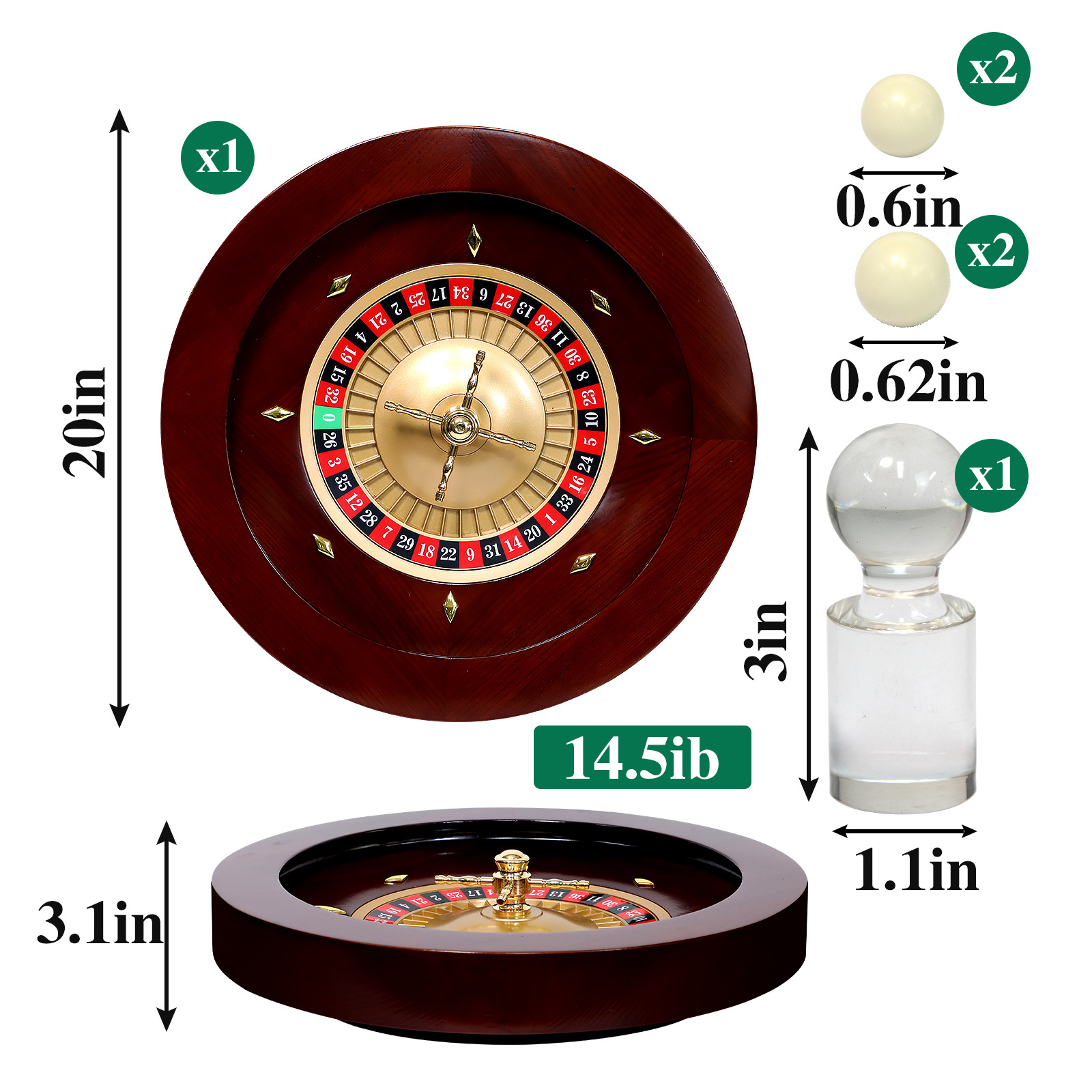 High Quality  casino wood roulette wheels 20 inch  roulette wheel