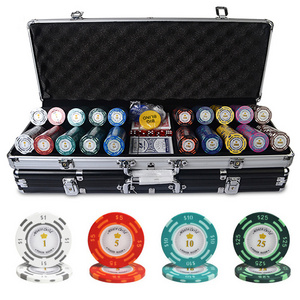 dollar design custom various colors with aluminum suitcase casino 300 500 1000 pcs clay poker chips set