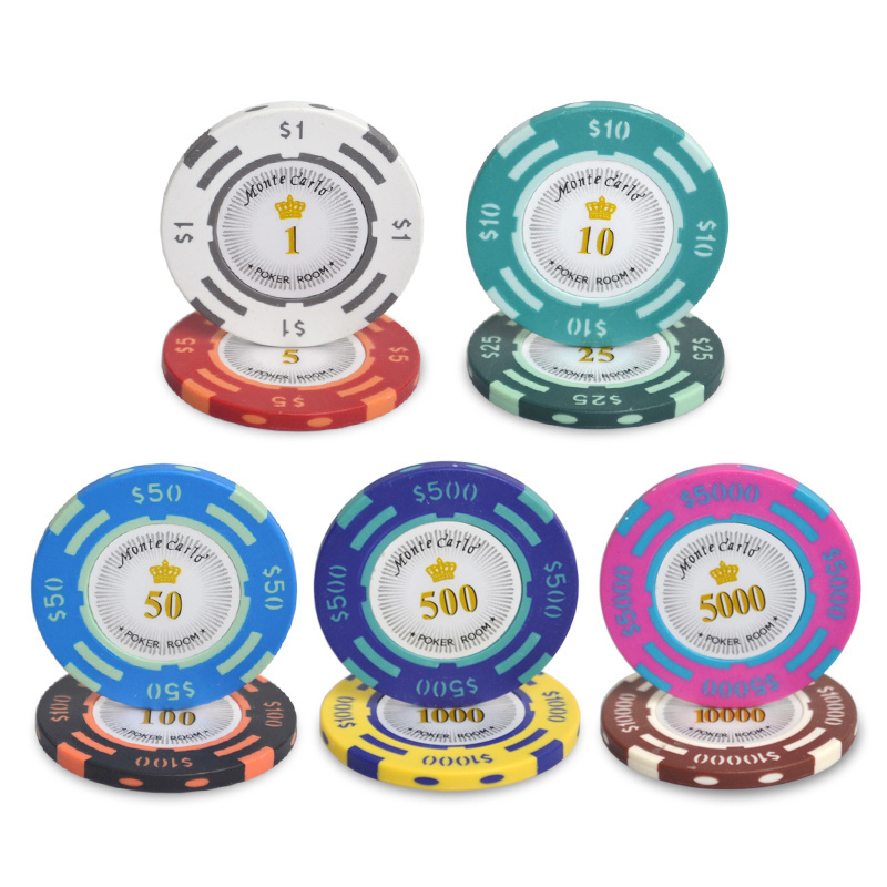 40mm monte carlo 14g  clay with sticker numbers gambling coin jetton tag  poker chips