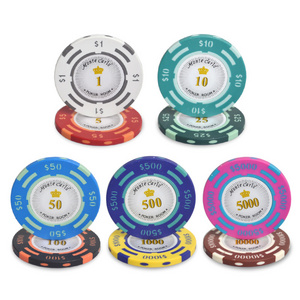 Custom 14g Crown Monte Carlo Las Vegas Dollar Pattern High Quality Clay Poker Chips