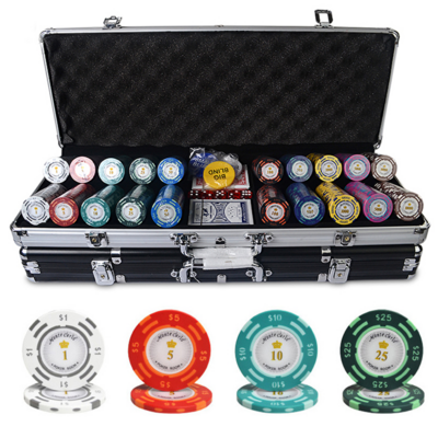 500pcs/set 14g Casino Poker Chips Sets,Colorful Clay Chips Texas Hold'em Chips Sets + Metal Box