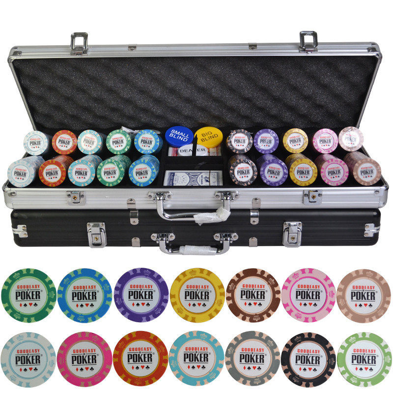 500pcs/set 14g Casino Poker Chips Sets,Colorful Clay Chips Texas Hold'em Chips Sets + Metal Box