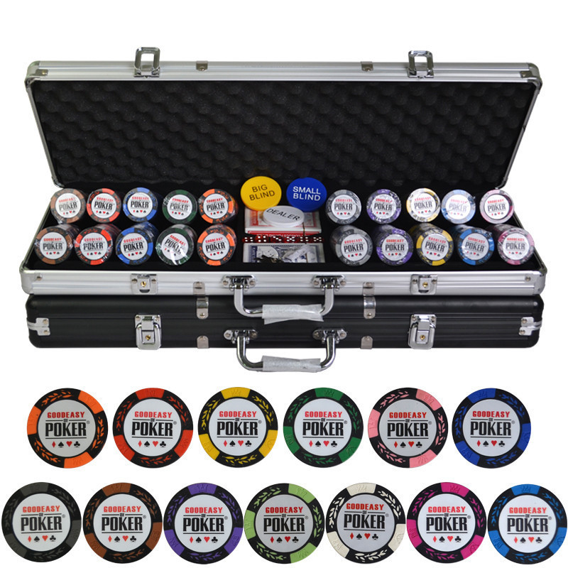 500pcs/set 14g Casino Poker Chips Sets,Colorful Clay Chips Texas Hold'em Chips Sets + Metal Box