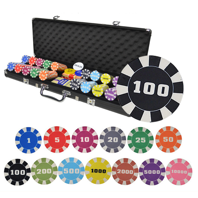 Entertainment/Party/Club Chips Texas Hold'em Ceramic Poker Chip 500pcs/set  Aluminum Suitcase