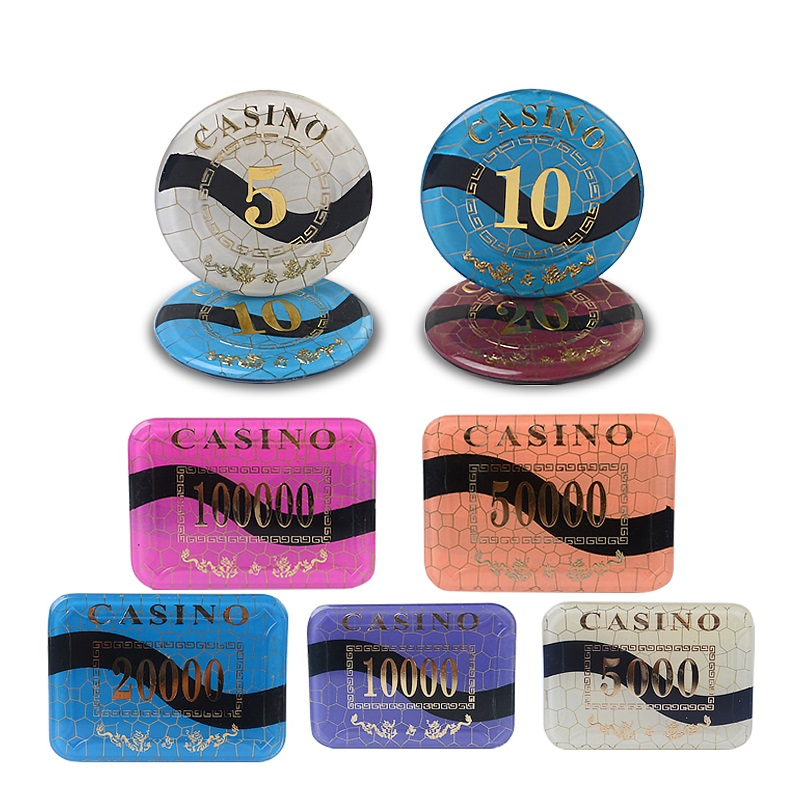 High Quality Wholesale crystal square casino chip premium professional holder set  rectangle plaque poker chips