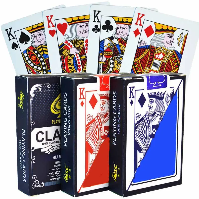 New high quality 100% PVC waterproof material playing card poker black jack custom printed poker chips and playing cards