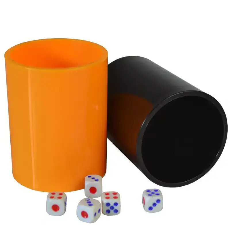 KTV Bar Plastic Casino Custom Dice Cup Gambling with 6pcs Dices Drinking Dice Set with Cup Straight Cylinder Boxs Supplier