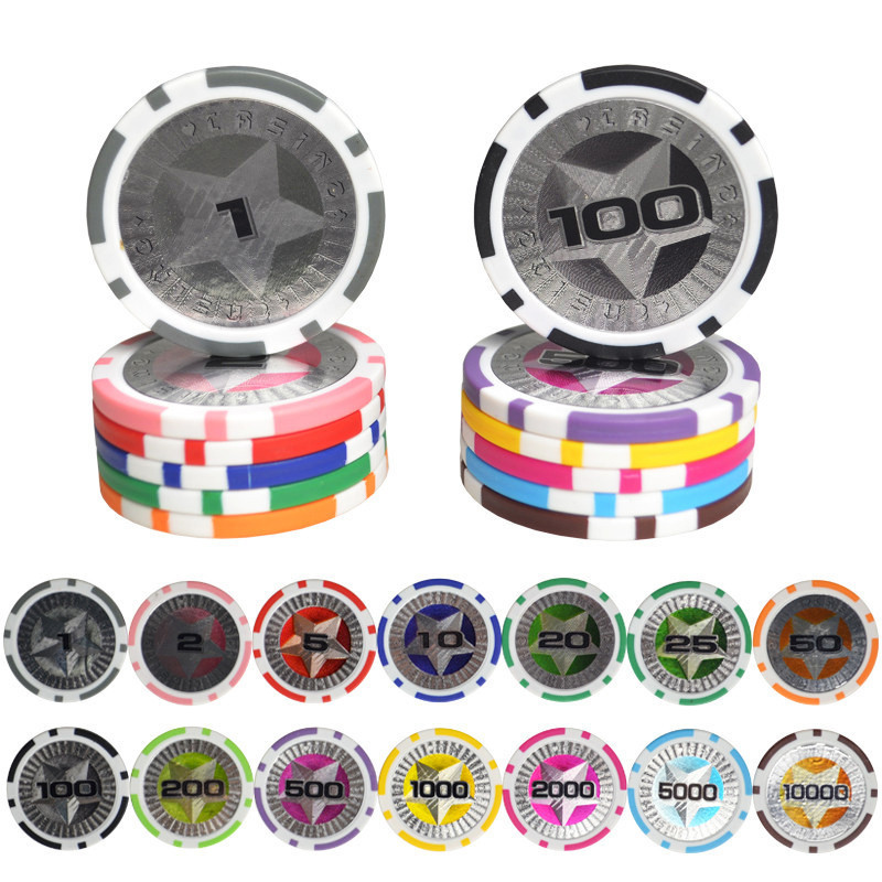 New 500PCS/Set Casino Texas Hold'em Poker Chips 40mm ABS Chips with 11.5g Weight and Aluminum Box