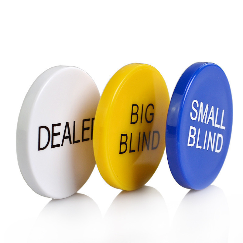 HOT SALE 3PCS/SET Melamine Round Dealer Chip Texas Poker Chip Sets SMALL BLIND/BIG BLIND/DEALER Plastic Coins Buttons