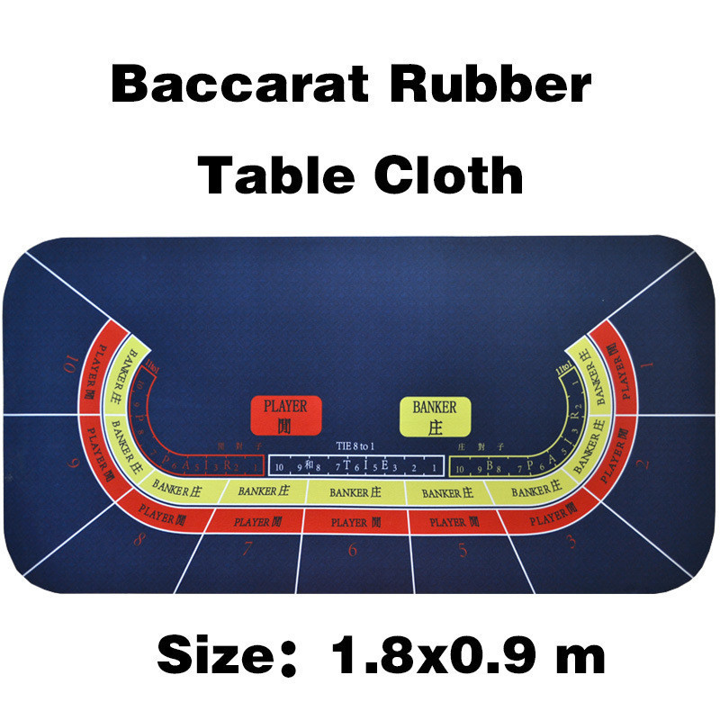 180*90cm Baccarat Suede Rubber Texas Hold'em Black Jack 21Points Casino Poker Tablecloth Water Resistant Poker Table Game Mat