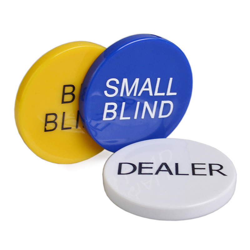 HOT SALE 3PCS/SET Melamine Round Dealer Chip Texas Poker Chip Sets SMALL BLIND/BIG BLIND/DEALER Plastic Coins Buttons