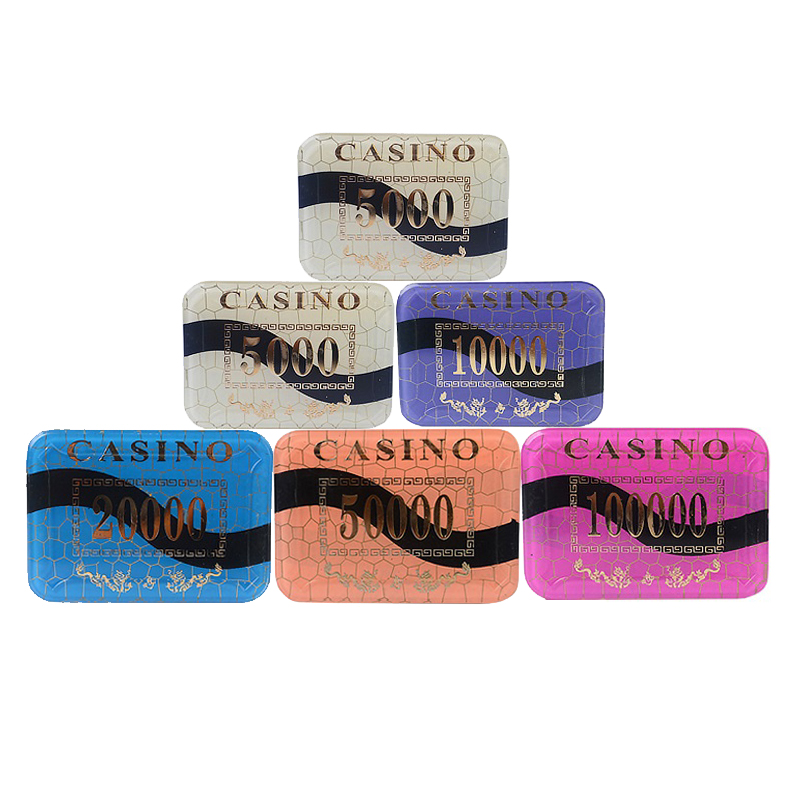 High Quality Wholesale crystal square casino chip premium professional holder set  rectangle plaque poker chips