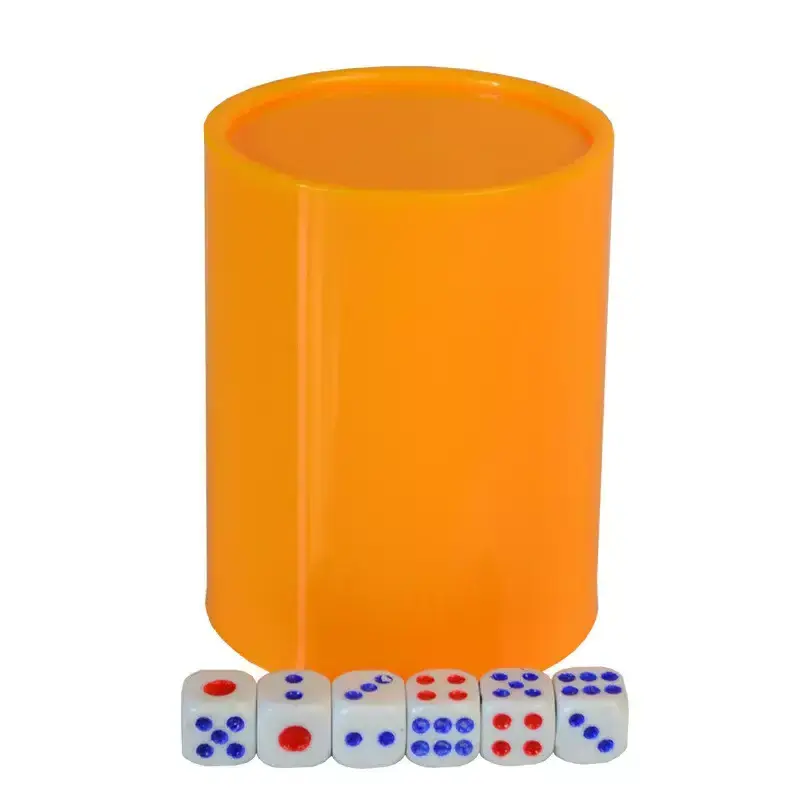 KTV Bar Plastic Casino Custom Dice Cup Gambling with 6pcs Dices Drinking Dice Set with Cup Straight Cylinder Boxs Supplier