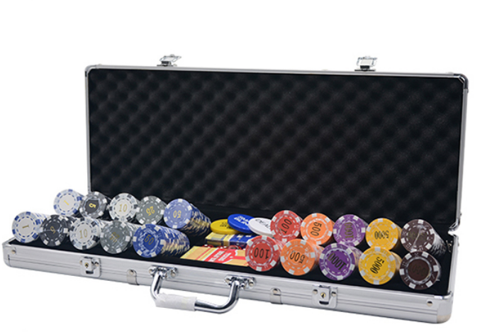 New 500PCS/Set Casino Texas Hold'em Poker Chips 40mm ABS Chips with 11.5g Weight and Aluminum Box